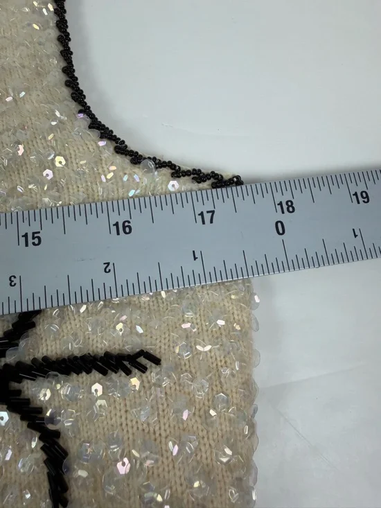 Vintage Beaded Black and cream sleeve less top - Picture 9 of 13